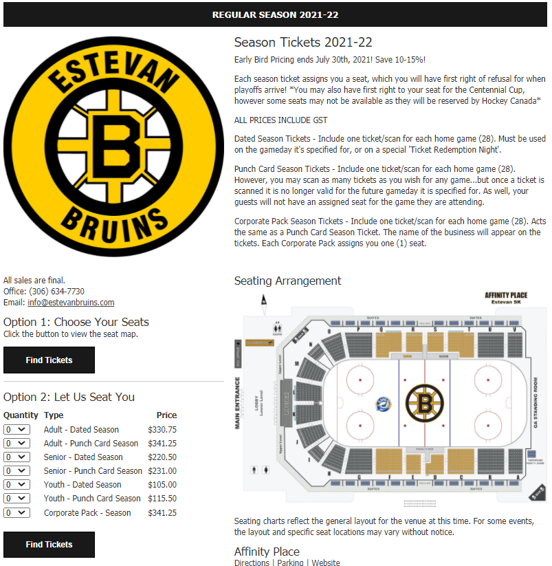 Season Tickets; Centennial Cup Tickets On Sale July 19th! Estevan Bruins